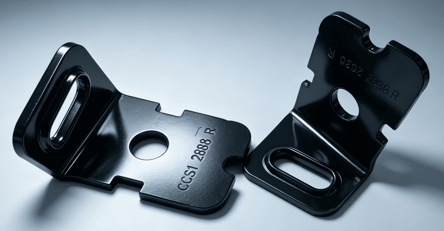 Long stamped metal bracket with offset bends, slots and a rolled end feature